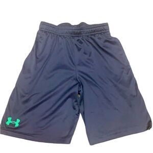 Under Armour YS Athletic Shorts with pockets Dark Grey with Green Accents